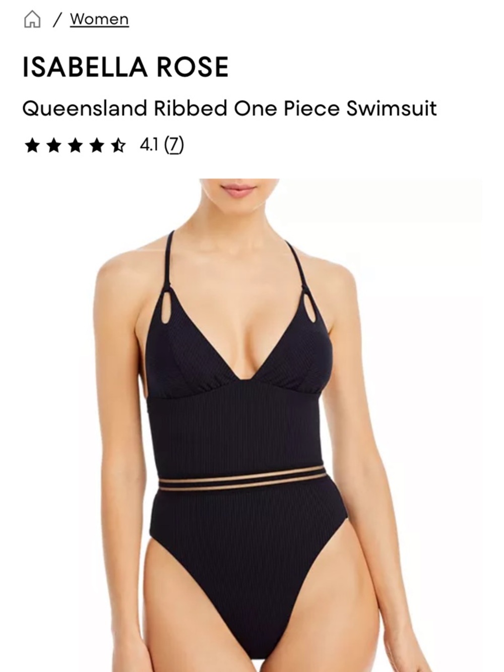 ISABELLA ROSE Black Ribbed One-Piece Swimsuit-NEW